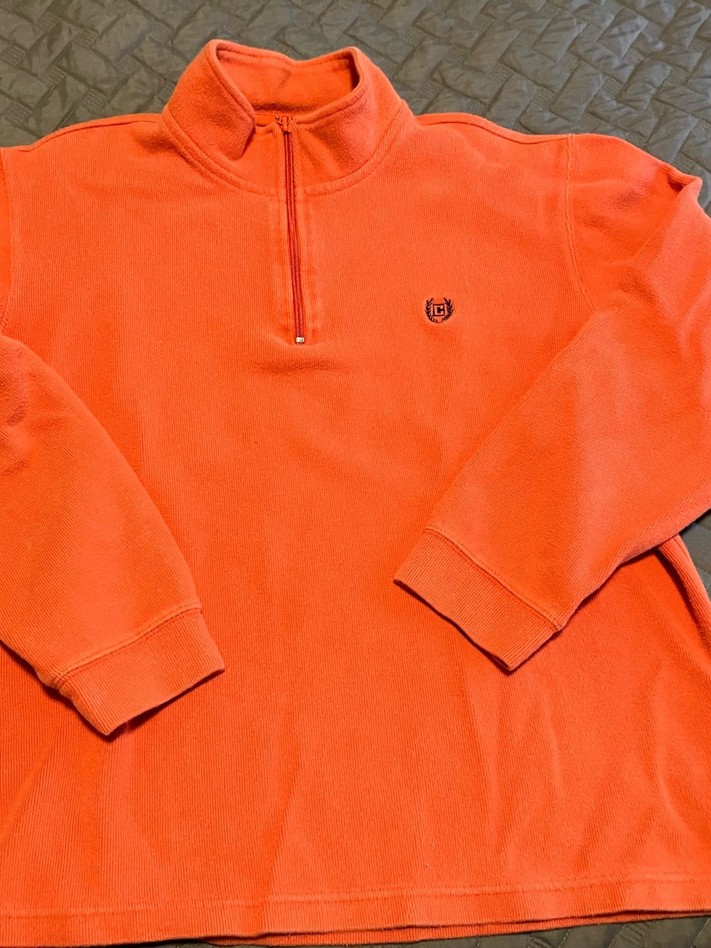 Chaps Men's Bright Orange Half-Zip Cotton Sweater Pullover